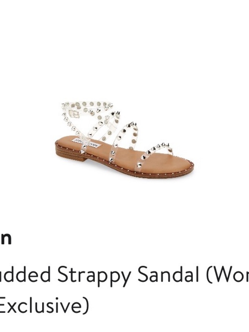 Steve Madden Clear Studded Strappy Sandal with Tan Footbed
